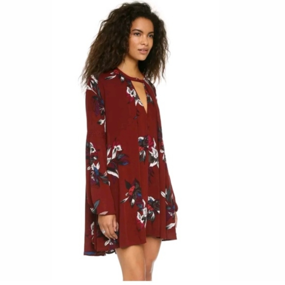 Free People Electric Orchid Tree Swing Tunic Dress in Red